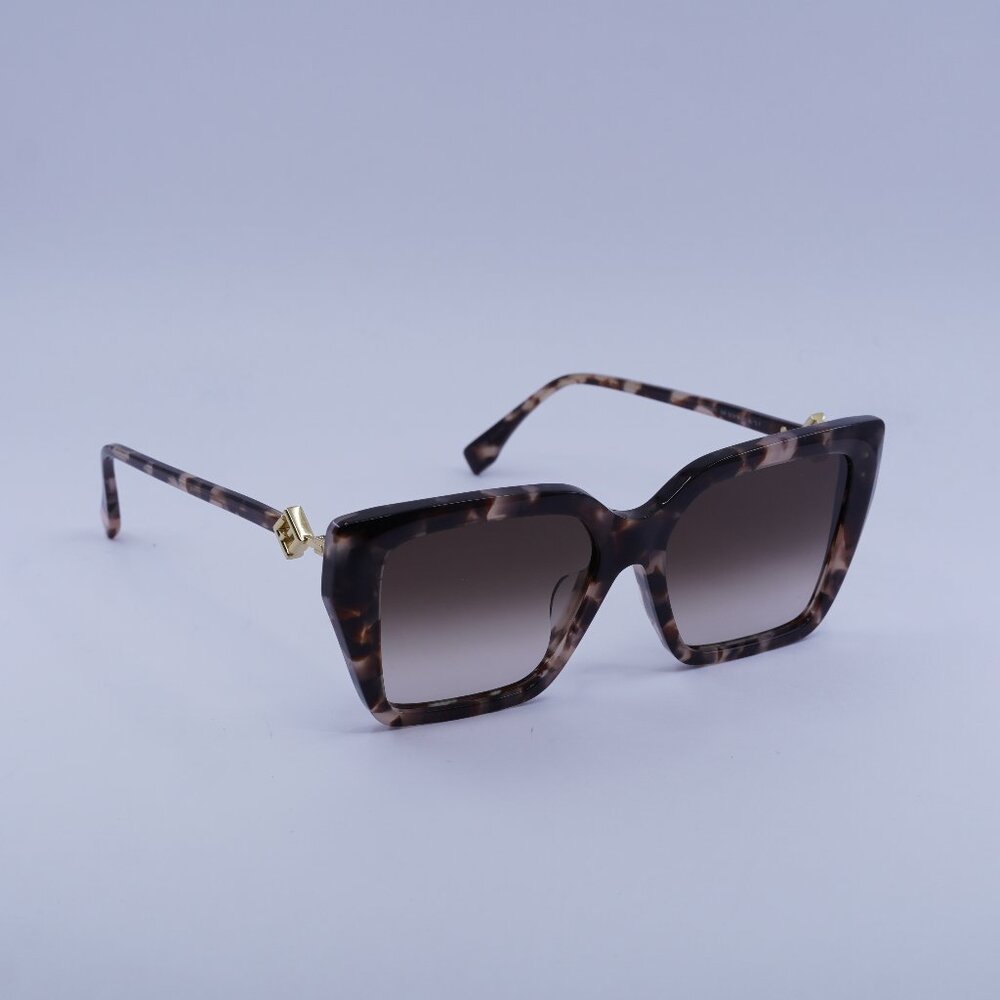 Fendi FE40161F 55F Sunglasses Havana Square Frame, Brown Lenses